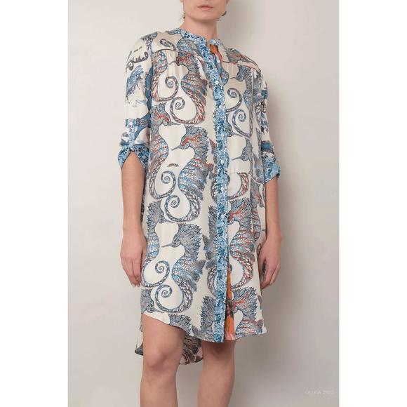 NEW LA PRESTIC OUISTON open it dress in mix multi seahorses